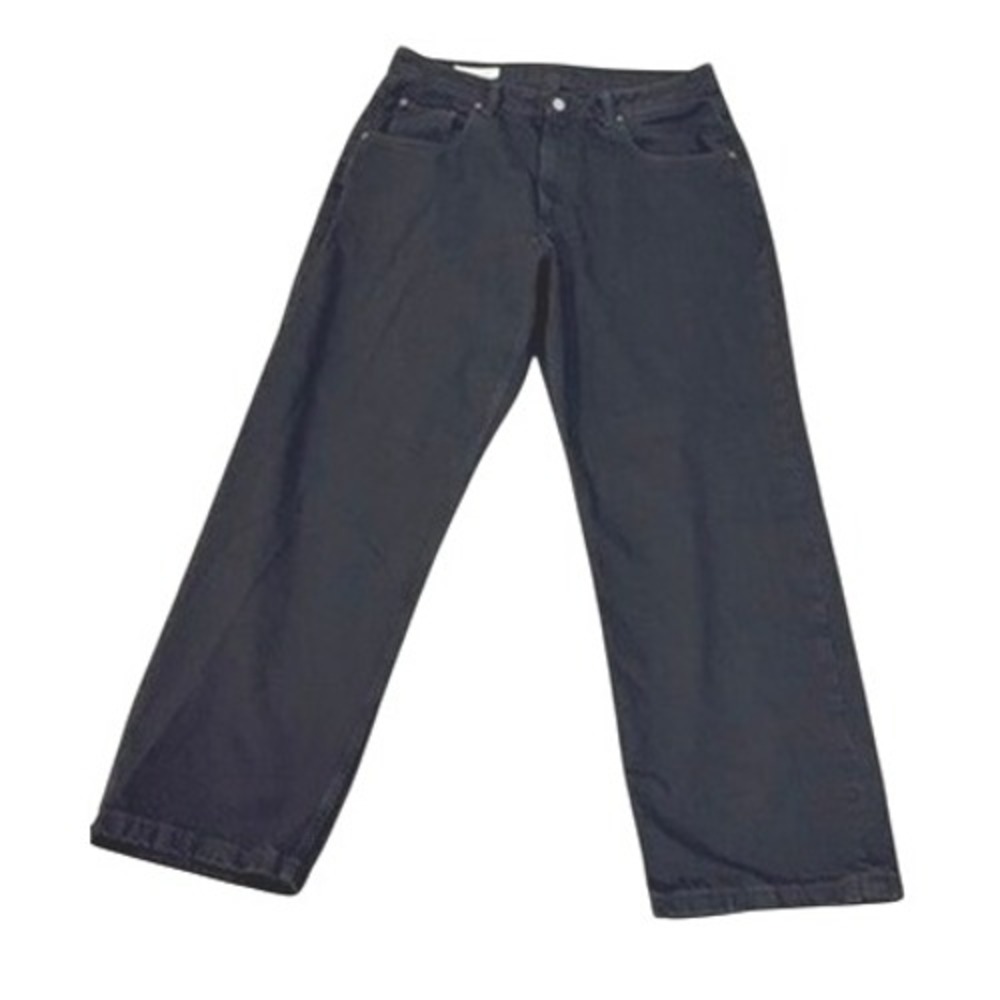 ZARA Black Denim Wide Leg Pants Baggy Fit High Rise Women Size 36